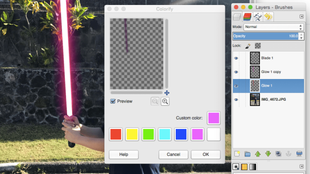 GIMP colorify tool